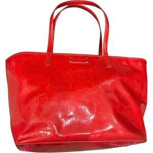 KATE SPADE Perferated Heart Red Patent Leather Tote Bag